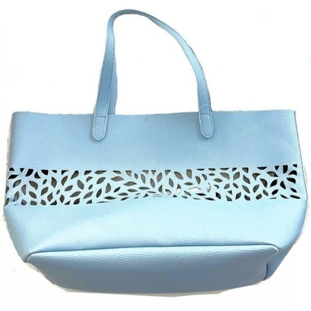 2 Bags! Cutout Baby Blue Purse w/ Smaller Purse!